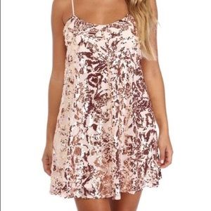 Rose gold sequin swing dress